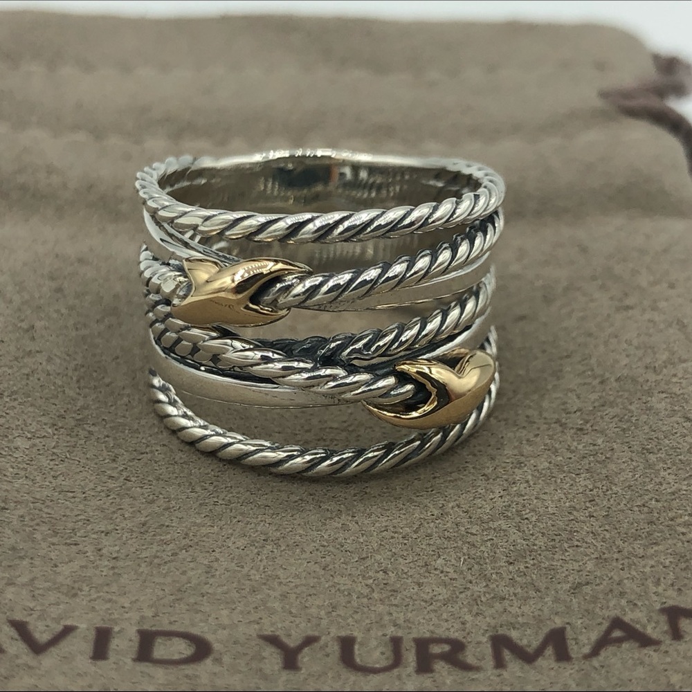 David Yurman 18k Gold Double X Crossover Ring
